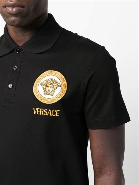 versace polo black half logo|versace men's polo shirt sale.